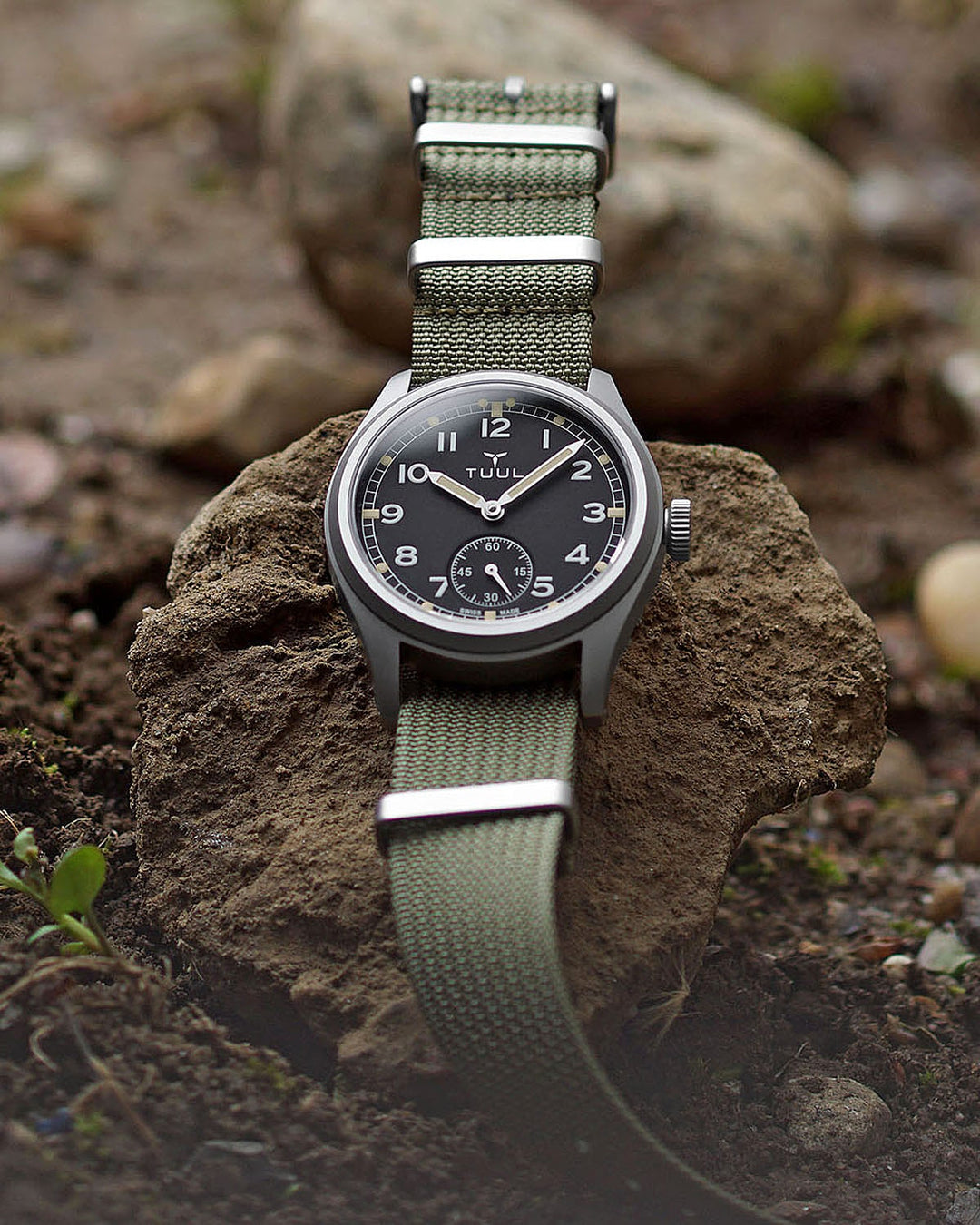 Army Drab Nylon Military Strap - Stainless Steel