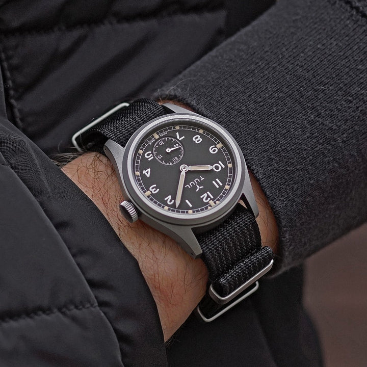 Black Nylon Military Strap - Stainless Steel