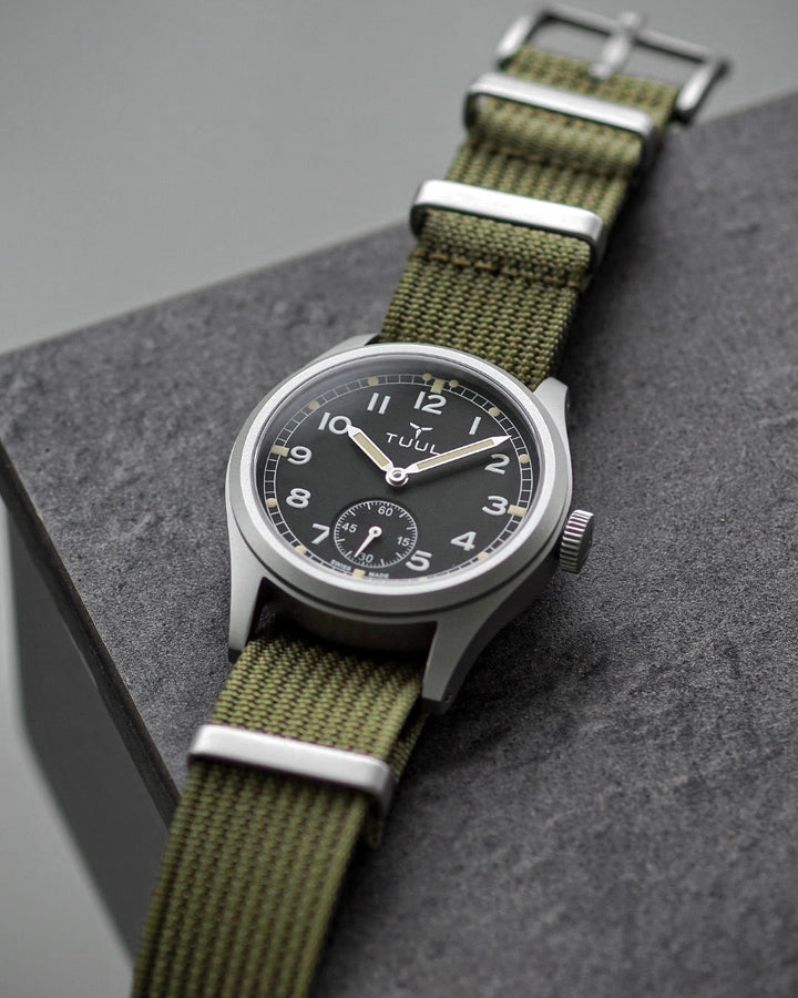 Army Drab Nylon Military Strap - Stainless Steel