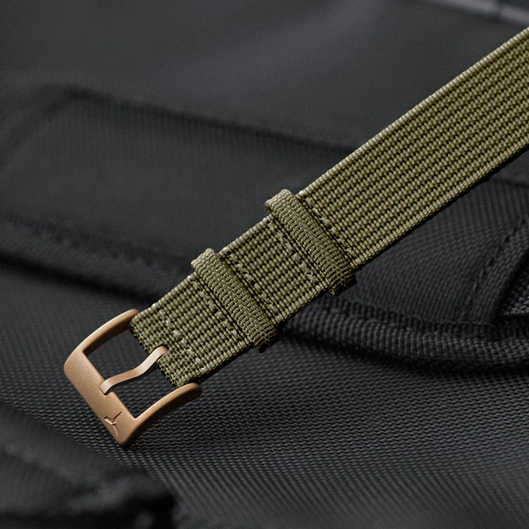 Army Drab Nylon Military Strap - Bronze