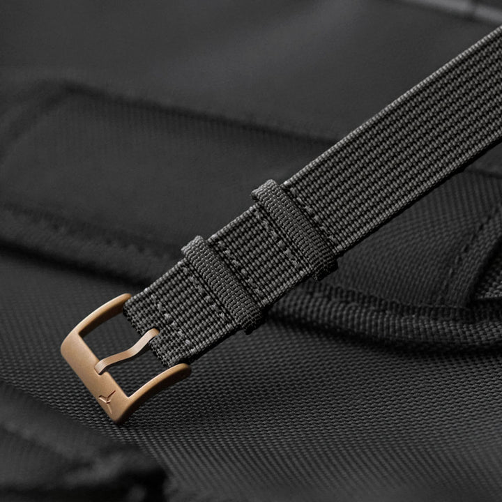 Black Nylon Military Strap - Bronze