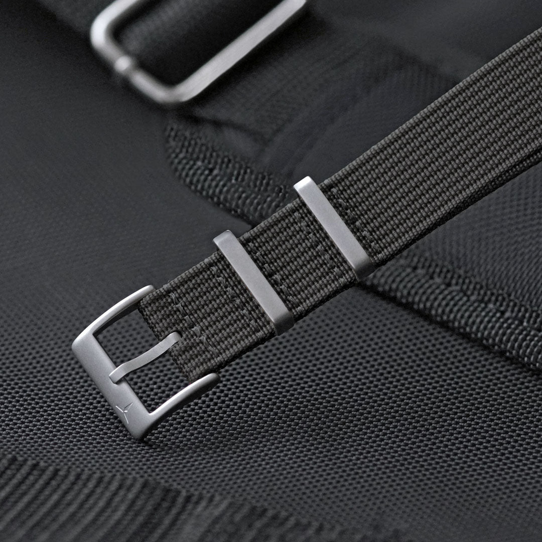 Black Nylon Military Strap - Stainless Steel