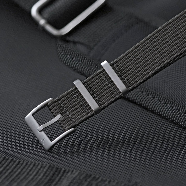 Black Nylon Military Strap - Stainless Steel