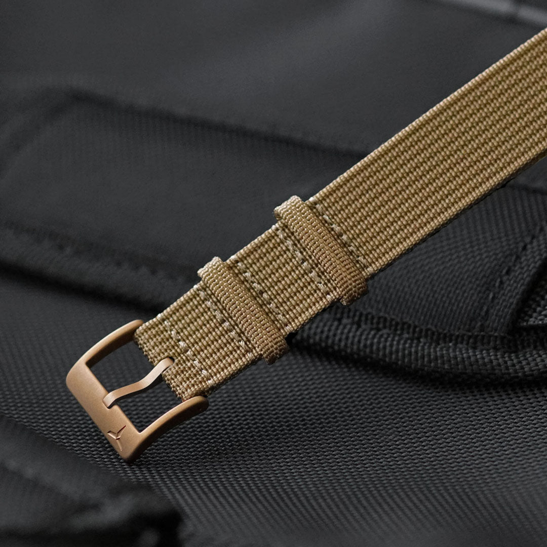 Khaki Nylon Military Strap - Bronze